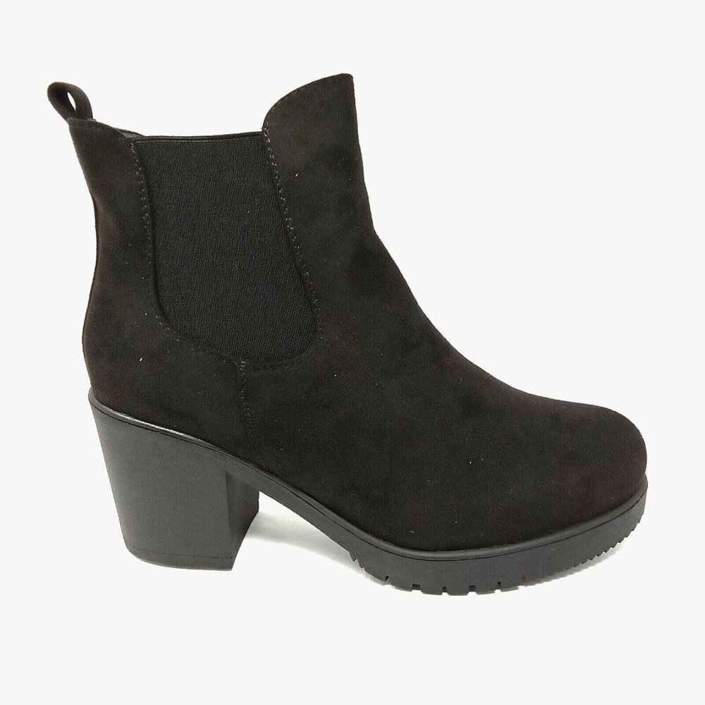 Unisa Duna Womens Ankle Bootie Black Faux Suede Chunky Heel Size 7.5